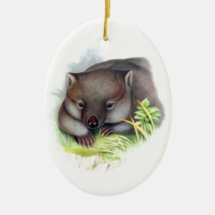 Awesomely cute Australian animal wombat vintage Ceramic Tree Decoration
