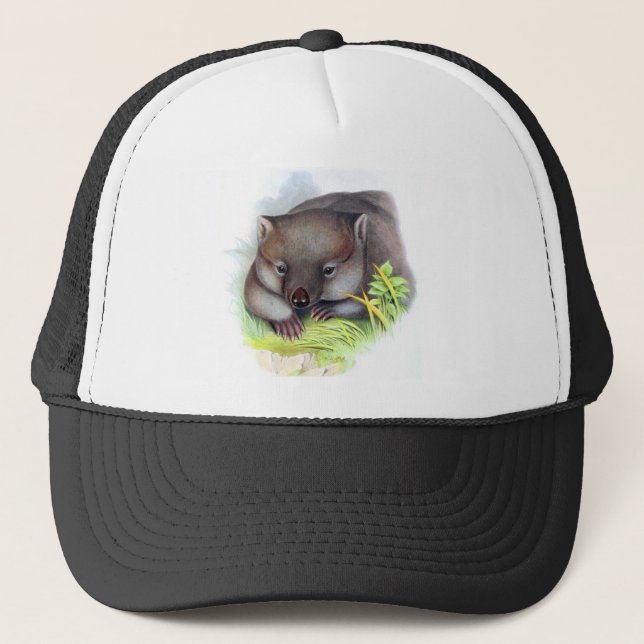 Awesomely cute Australian animal wombat vintage Trucker Hat (Front)