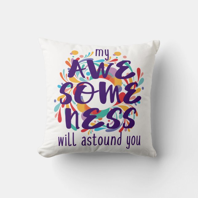 Awesomeness (Purple)-Choose Background Colour Cushion (Front)