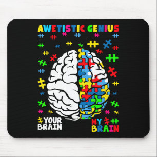 Awetistic Genius Autism Brain Puzzle Awareness Des Mouse Pad