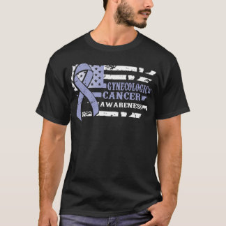 Awkward Style USA Flag Gynaecologic Cancer Awarene T-Shirt