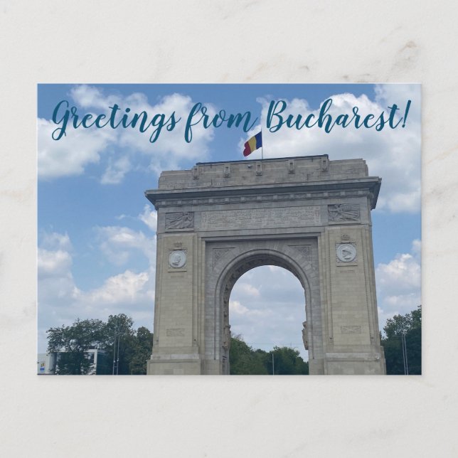 aWorld2Celebrate: Greetings from Bucharest! Postcard (Front)