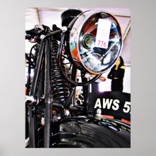 AWS 5. Vintage motorcycle front view Poster