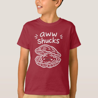 Aww Shucks Cute Oyster Hand Drawn White Line Art T-Shirt