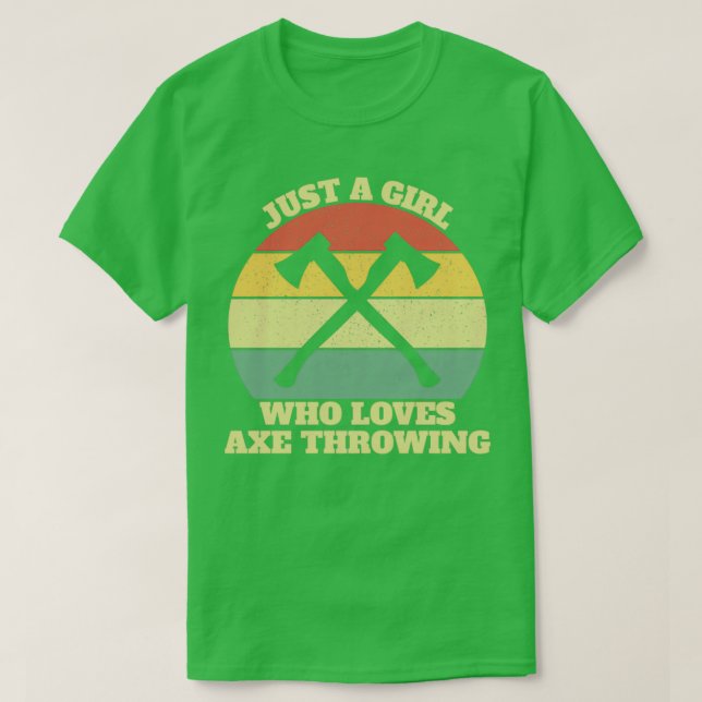 Ax Thrower Throwing Girl T-Shirt (Design Front)