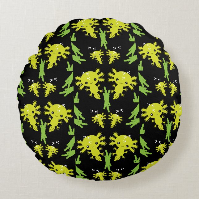 Axaotl Salamander Kids Gift Round Cushion (Front)