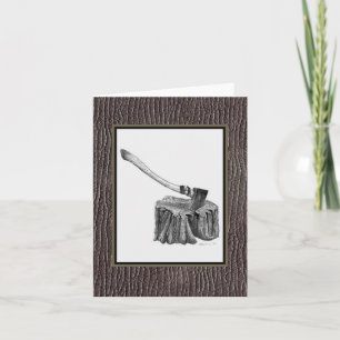 Axe and Stump Notecard