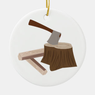 Axe In Stump Ceramic Tree Decoration