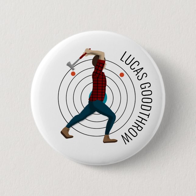 Axe Throwing 6 Cm Round Badge (Front)