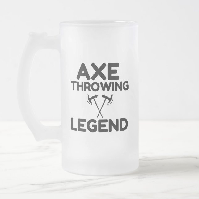 AXE THROWING LEGEND FROSTED GLASS BEER MUG (Left)