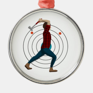 Axe Throwing Metal Tree Decoration