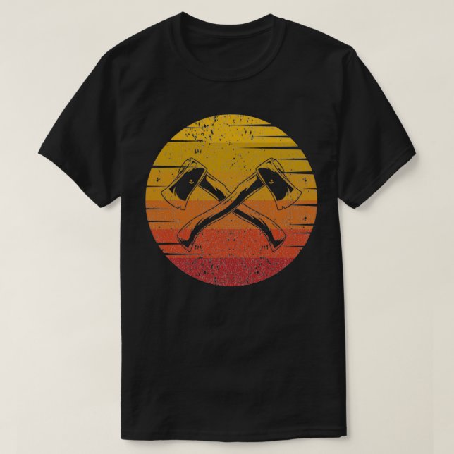 Axe Throwing Retro Sunset Axe Throwing Hatchett Lu T-Shirt (Design Front)