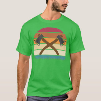 Axe Throwing Retro Sunset Dark 1 T-Shirt