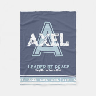 Axel name meaning sports monogram blue white fleece blanket