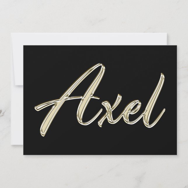 Axel Name white gold Handwriting Card (Front)