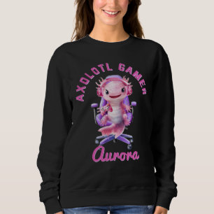 Axelotl Cosy Gamer Girl Pink Cute Axolotl Name Sweatshirt