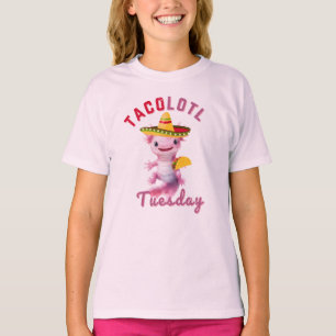 Axelotl Cute Taco Tuesday Mexican Pink Axolotl T-Shirt