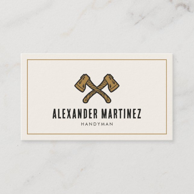 Axes Handyman Woodworker Lumberjack Carpenter Business Card (Front)