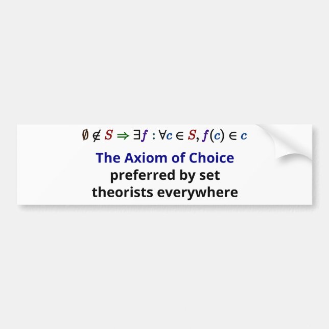 Axiom of Choice Bumper Sticker (Front)