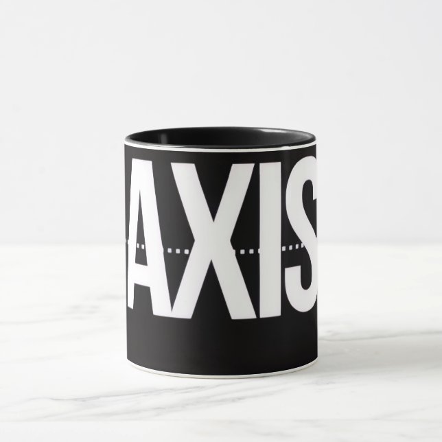 Axis Minimalist Black Mug – Clean Typography Motiv (Center)