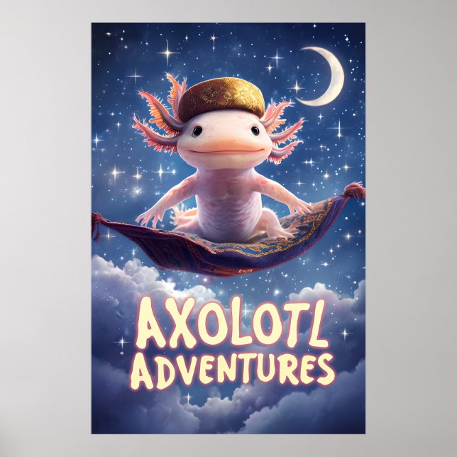 Axolotl Adventures Poster – Flying Carpet Fantasy  (Front)