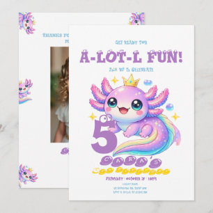 Axolotl Alotl Fun Birthday Party Invitation,Axolot Invitation