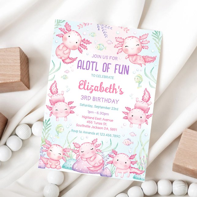 Axolotl ALOTL OF FUN Birthday Invitation (Creator Uploaded)