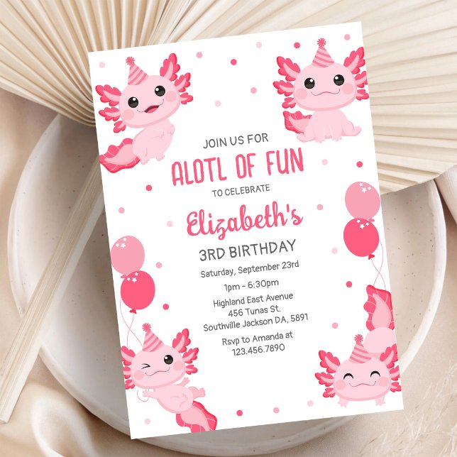Axolotl ALOTL OF FUN Birthday Invitation (Creator Uploaded)