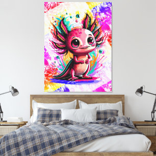 Axolotl Amphibian - Colourful Cute Axolotl Canvas Print