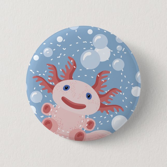 Axolotl and the Bubbles Bold Vector Design 6 Cm Round Badge (Front)