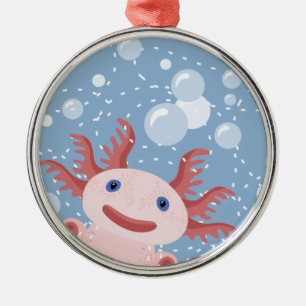 Axolotl and the Bubbles Bold Vector Design Metal Tree Decoration