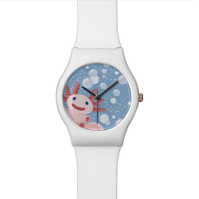 Axolotl and the Bubbles Bold Vector Design Watch (Close Up)