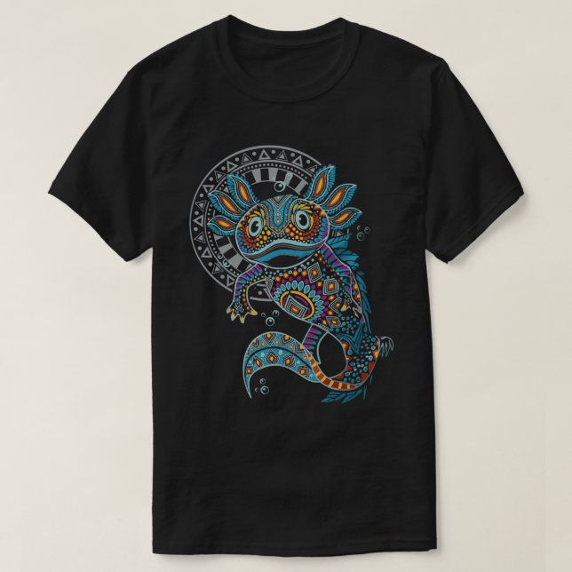 Axolotl Art Aztec Mexico Mexican T-Shirt (Design Front)