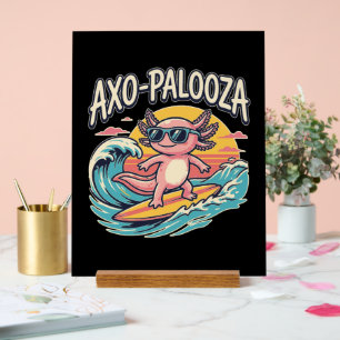 Axolotl Axo-Palooza parody 90s style surfing beach Acrylic Sign