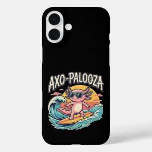 Axolotl Axo-Palooza parody 90s style surfing beach iPhone 16 Plus Case