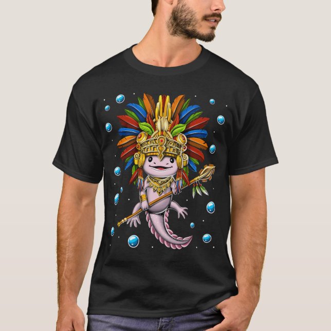 Axolotl Aztec Warrior T-Shirt (Front)