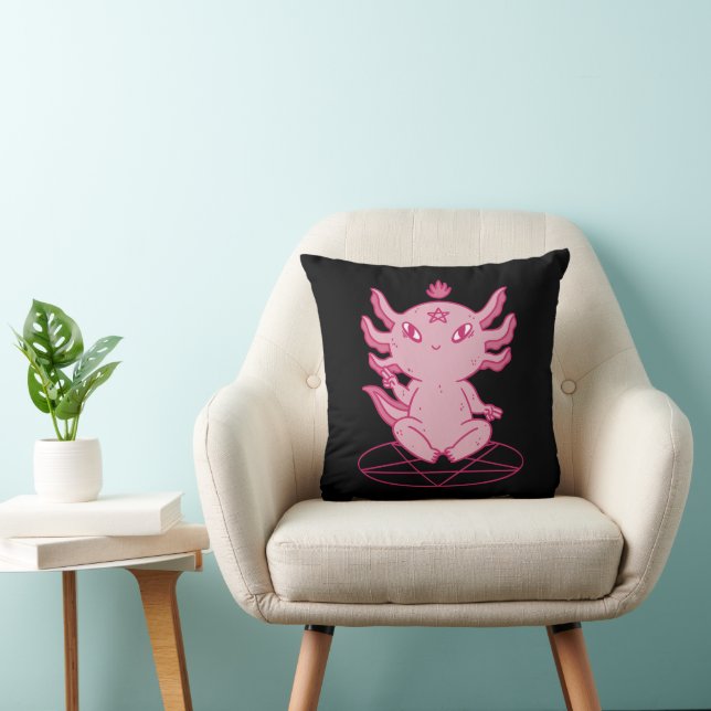 Axolotl Baphomet Pagan Black Cushion (Chair)