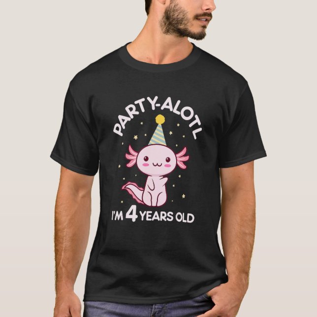 Axolotl Birthday 4 Years Old 4th Bday Party Hat Sa T-Shirt (Front)