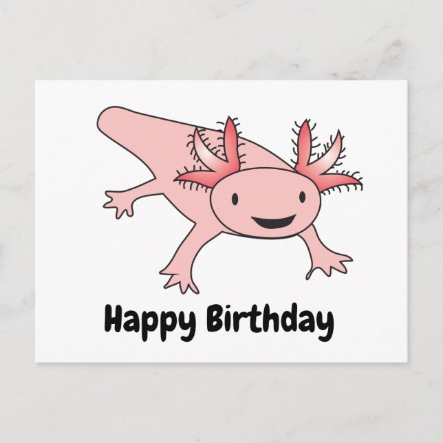 Axolotl Birthday Funny Cute Postcard (Front)