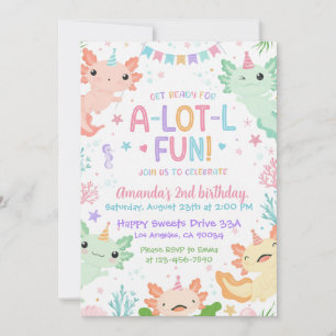 Axolotl Birthday Invitation, Under the Sea Party Invitation