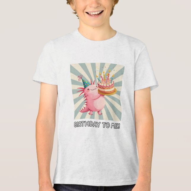 Axolotl birthday Tri-Blend shirt (Front)