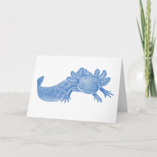 Axolotl Blank Greeting Card - BLUE