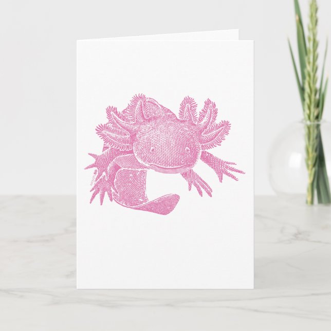 Axolotl Blank Greeting Card - PINK (Front)