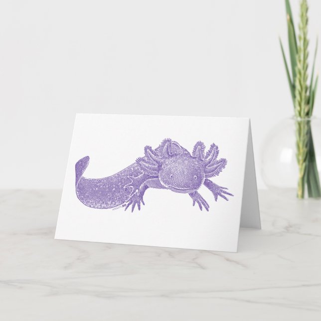 Axolotl Blank Greeting Card - PURPLE (Front)