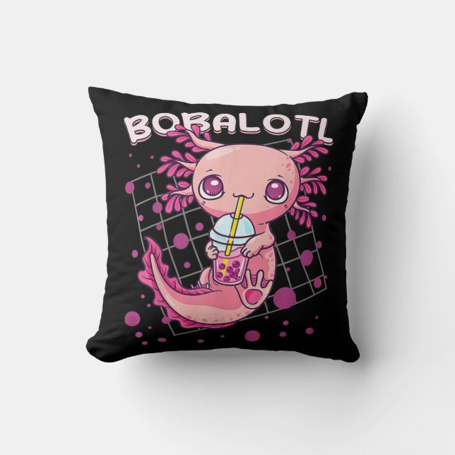 Axolotl Boba Tea Bubble Tea Kawaii Anime Japanese  Cushion (Front)