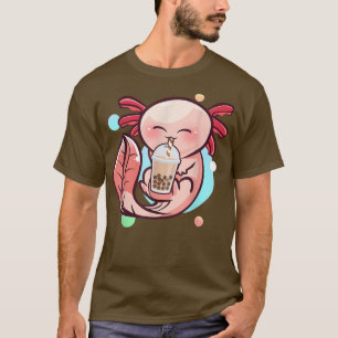 Axolotl Boba Tea Funny Amphibian Drinking Bubble T T-Shirt