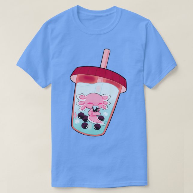 Axolotl Bubble Tea Aquarium T-Shirt (Design Front)