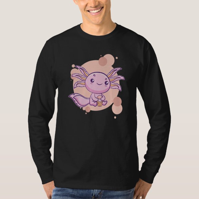 Axolotl Bubble Tea Boba Ambystoma Mexicanum Walkin T-Shirt (Front)
