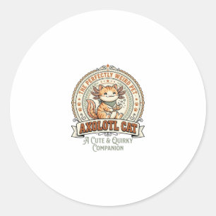 Axolotl Cat Axolotl Cute Weird Pet Cat Vintage Vec Classic Round Sticker