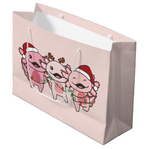 Axolotl Christmas Christmas Animals Sweet Axolotls Large Gift Bag